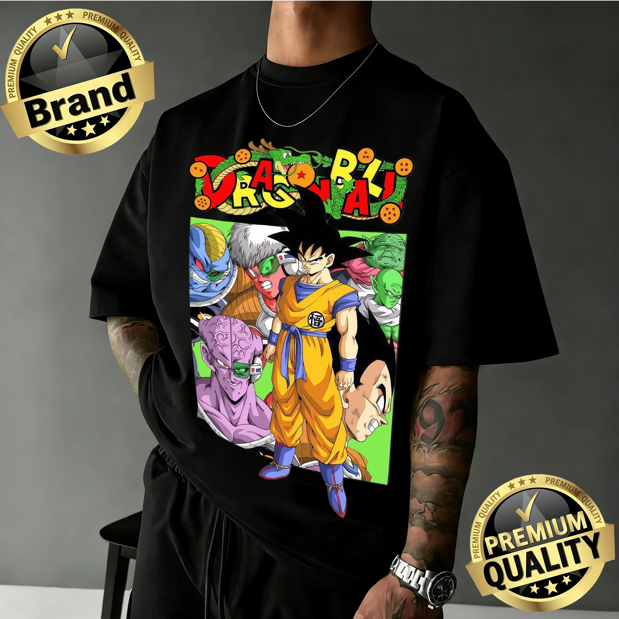 

Новинка 2026: Футболка оверсайз в стиле ретро с аниме-принтом Dragon Ball | Футболка Y2k с ретро-графическим принтом Goku & Villains из 100% хлопка для всей семьи