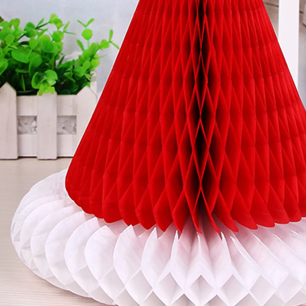 

2Pcs Christmas Hat Pendant Honeycomb Paper Flower Ornament for Holiday Tree Garden Patio Bar Indoor Outdoor Decor