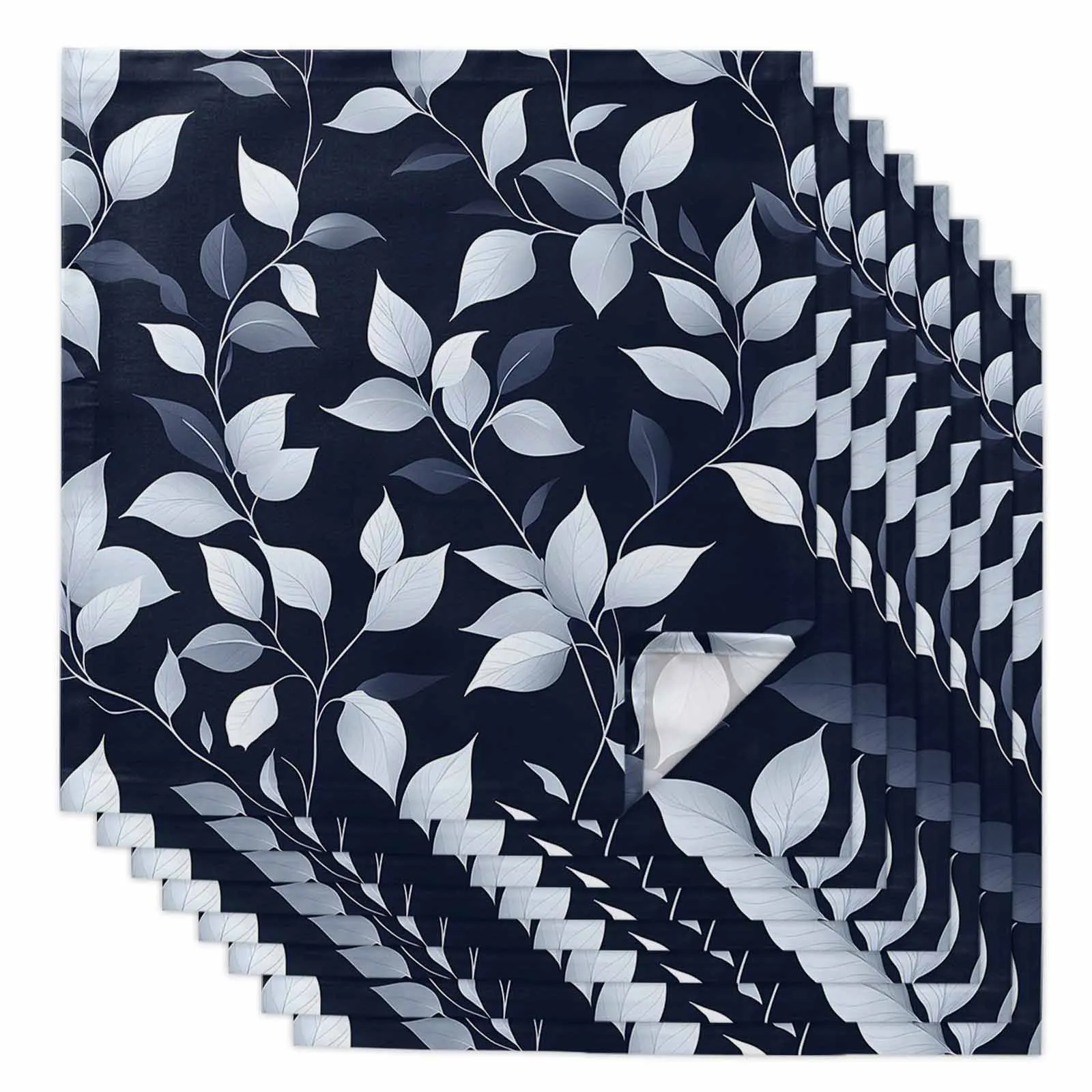 

Indigo Leaf Texture Plant Table Napkins Cloth Set Kitchen Dinner Tea Towels Table Mat Wedding Decor Napkin