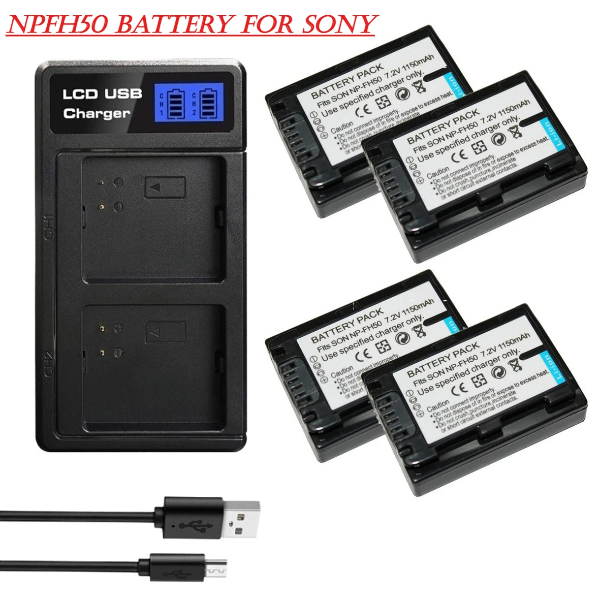 Batería NP-FH50 NPFH50 para Sony NP-FH30 NP-FH40 NP-FH50 NP-FH70 NP-FH100 y DSC-HX1 HX100V HX200 HX200V DSLR-A230 A290 A330