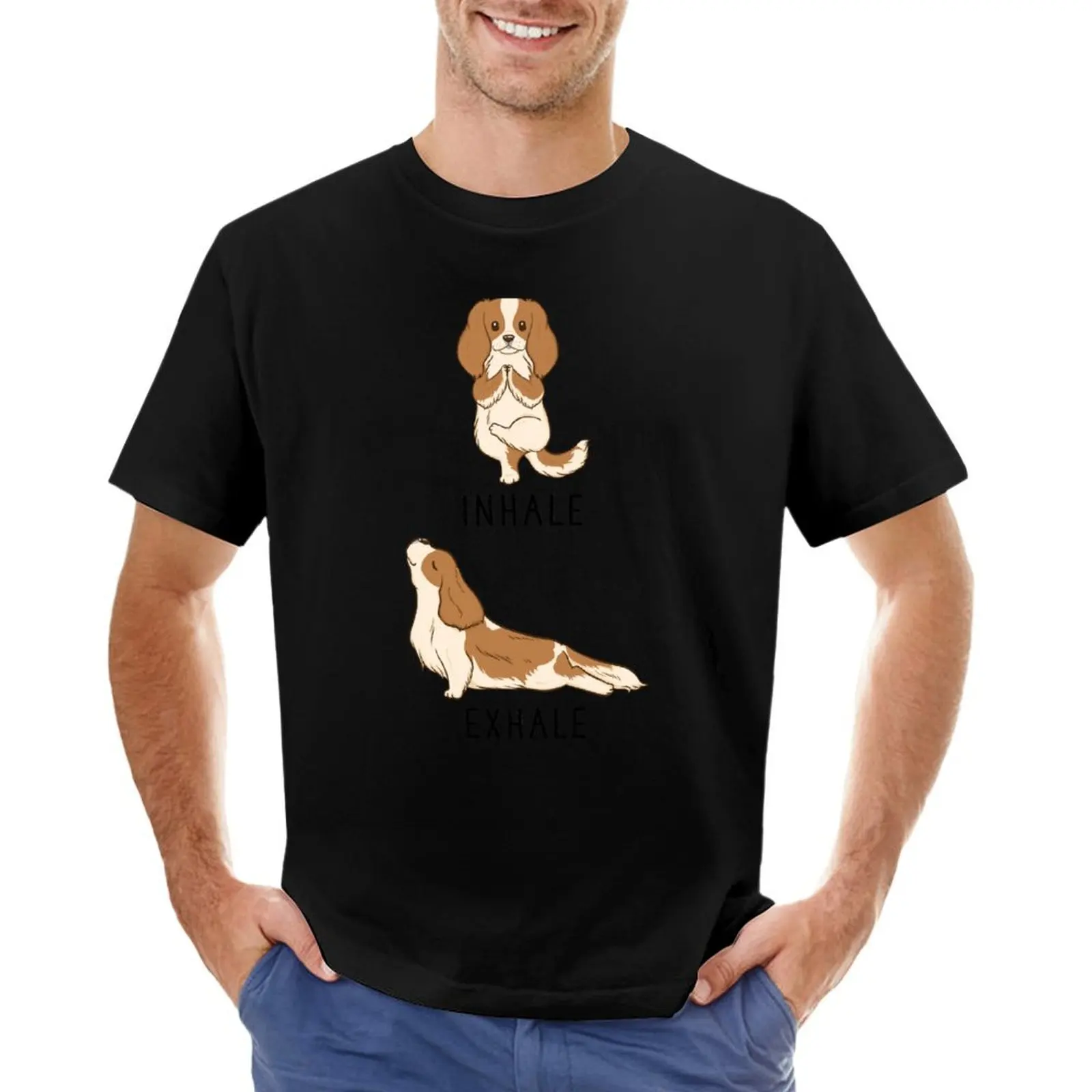 

Inhale Exhale Cavalier King Charles Spaniel Yoga T-Shirt graphic t shirts sublime black t-shirts for men