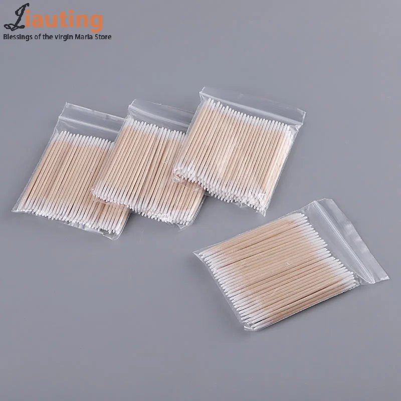 100Pcs Disposable Double Head Cotton Swab Women Makeup Cotton Bud Tip For Medical Wood Stick Nose Ears Cleaning Health Care Tool