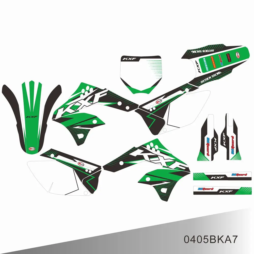 For Kawasaki KX250F KXF250 KX 250F KXF 250 2006 2007 2008 Full Graphics Decals Stickers Motorcycle Background Custom Number Name