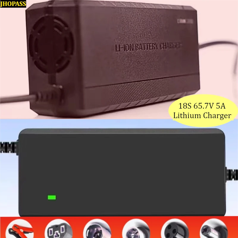 HD LED 18S Smart 65.7V 5A LiFePO4 Li-ion Lithium Battery Charger For E-bike Motorcycle  Scooter AC110V -220V US EU AU UK Plug