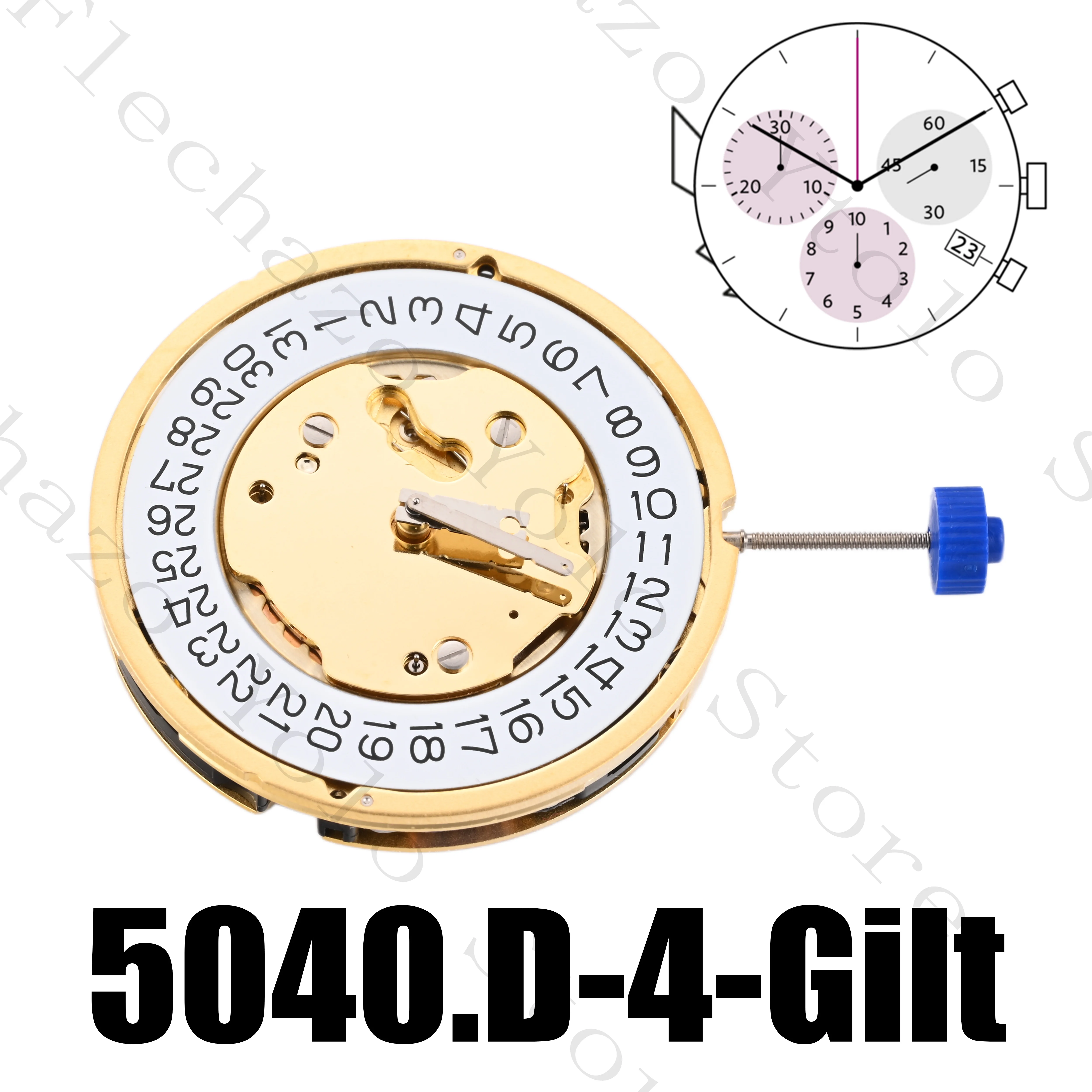 5040D Movement Ronda 5040D Movement Luxury Watch Parts Replacements Original Standard Clock Mechanism Golden Movt + Battery