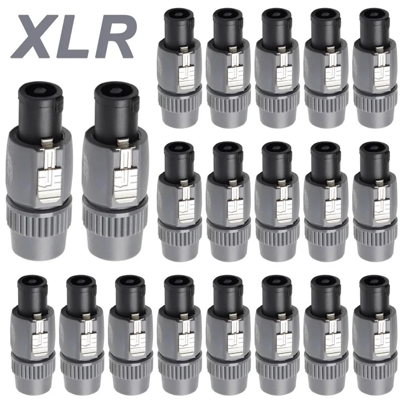 5/20Pcs 4Pins Stereo Speakon XLR Plug XLR Audio Male Connector with Lock for Microphone System NL4FC