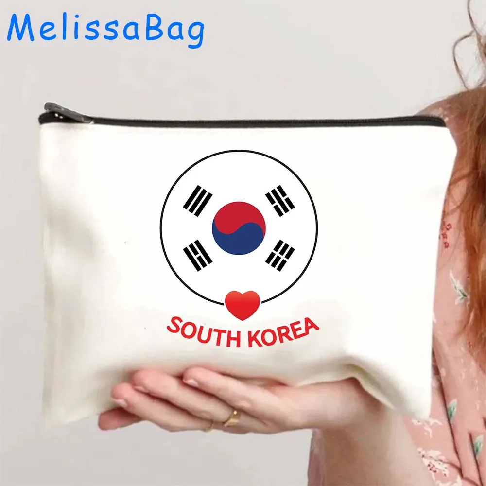 Malaysia Namibia Nicaragua Paraguay Philippines Singapore South Korea Brunei Heart Flag Cosmetic Makeup Bag Pencil Case Pouch