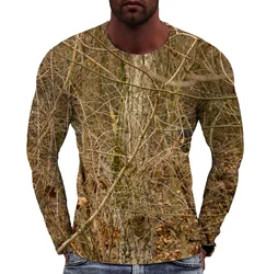 Men Fashion Outdoor Hunting Forest Camouflage Design Printed Long Sleeve T Shirt Couple Hip Hop Shirts Top