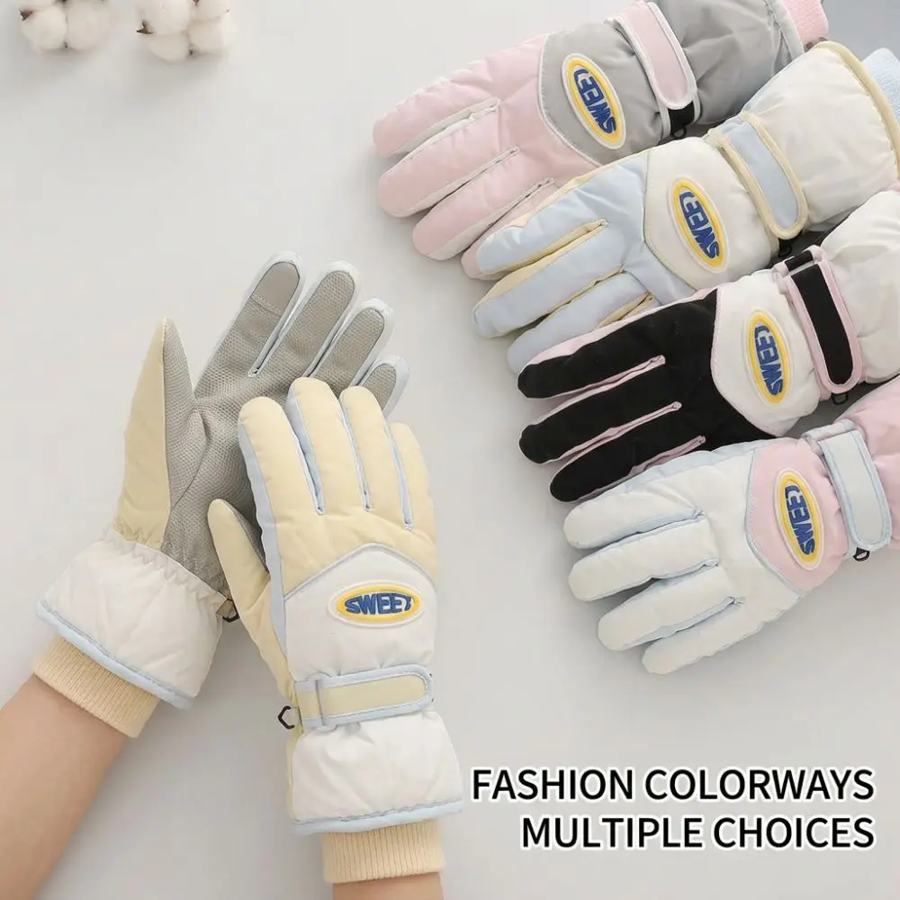 1 Pair Durable Full Finger Snowboard Gloves Soft Lining Skiing Gloves Waterproof Warm Keep Driving Gloves Snowboard