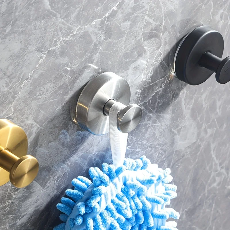 Suction Cup Hooks Stainless Steel Towel Bath Towel Loofah Storage Hooks Wall-Mounted for Bathroom Kitchen Living Room Bedroom