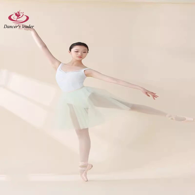 

Ballet Costume Leotard for Woman Retro Fishbone Mesh Stitching Gymnastics Tight Clothes Performance Aerial Yoga Costume