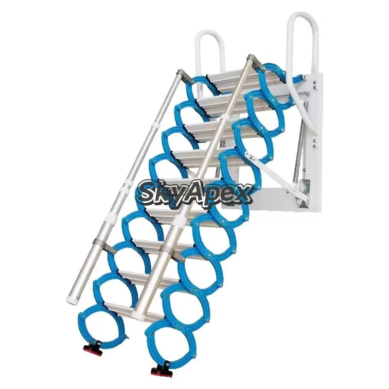Portable Indoor and Outdoor Wall-Mounted  Attic Stairs  Manual Retractable Folding Invisible  Stretch  Ladder  Lift  For  Villas