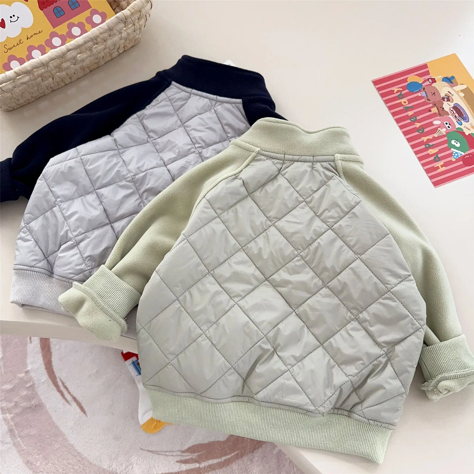 2025 شتاء ياباني جديد للأولاد والبنات حسن الحظ الوقوف طوق طبقة مزدوجة سميكة المخملية الدافئة هوديي غير رسمي معطف فضفاض