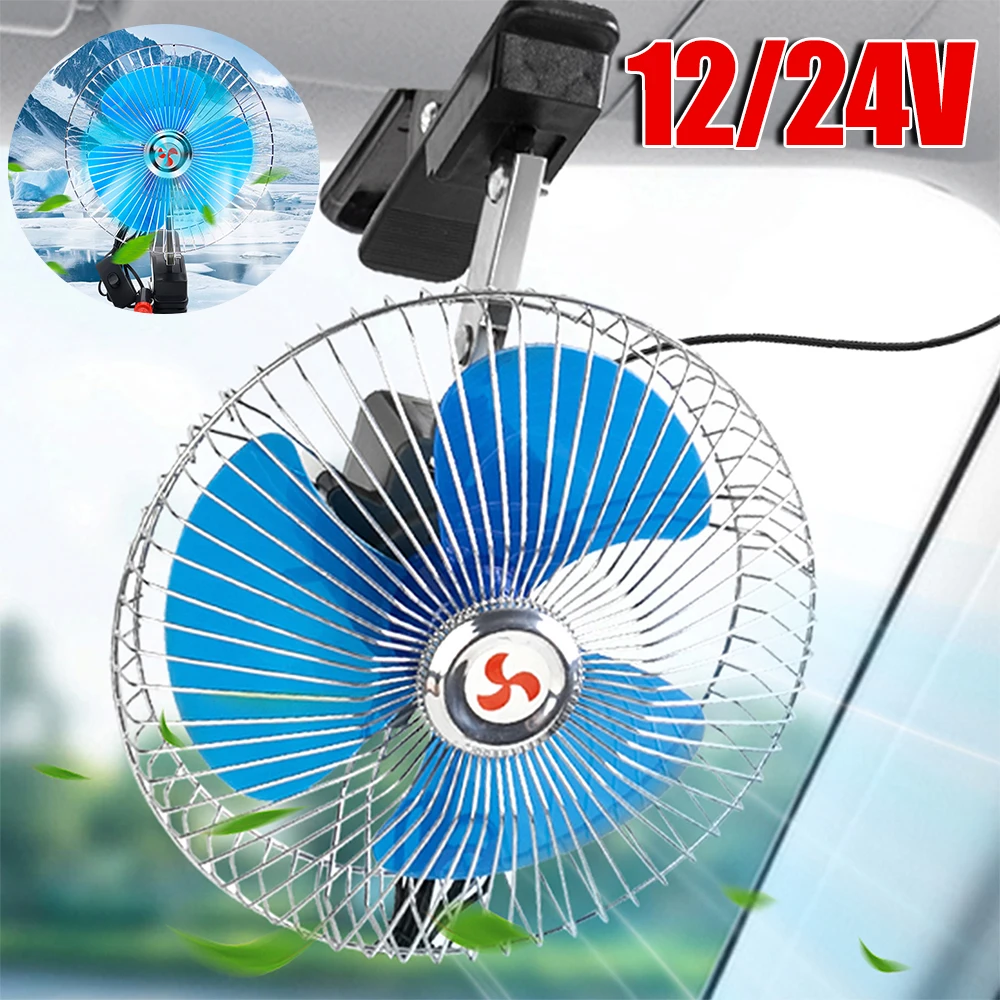 Car Fan Truck Vehicle 12/24V Clip On Fan Air Circulator Ventilator Portable Mini Fan Low Noise Strong Wind Car Air Conditioning