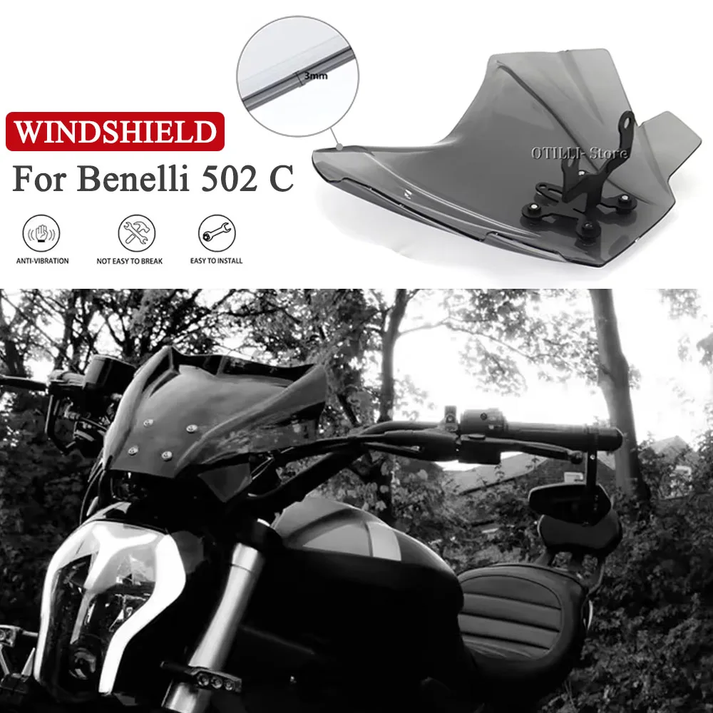 

Motorcycle Windshield WindScreen Wind Shield Screens Deflectors For Benelli 502 C 502C 502c New 2019 - 2024 2023 2022 2021 2020
