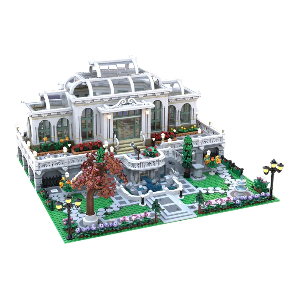 

Gobricks MOC Grand Botanic Palace Garden Building Blocks Fountain Square European Palace Garden Palace Bricks Model Toy Gift