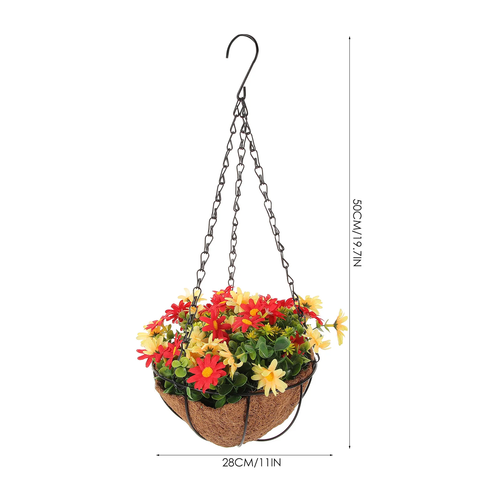 

Coconut Fiber Hanging Flower Basket Artificial Flowers For Garden Yard Outdoor Decor Plant Hanging Basket Decorative