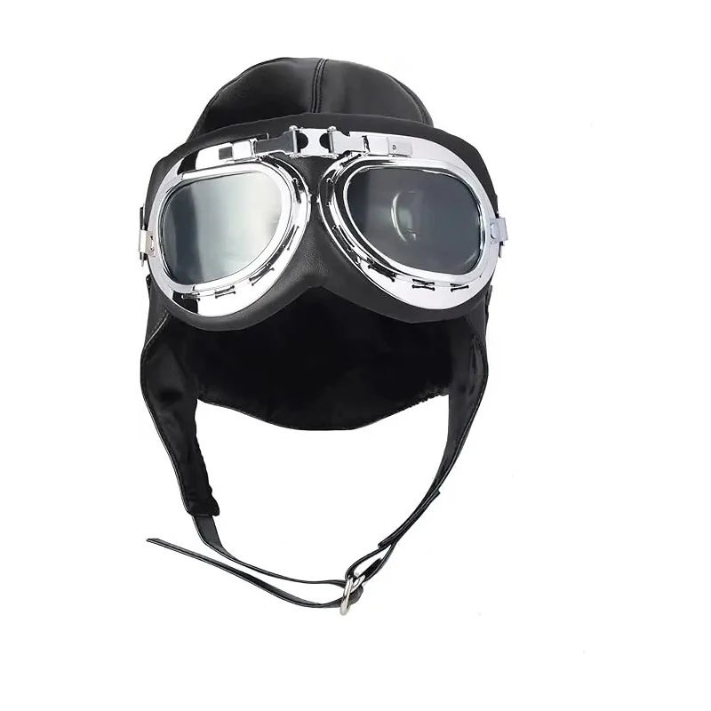 Man Pilot Cosplay Costume Women Halloween Carnival Party Role Play Aviator Bomber Hat With Goggles Set Mens ushanka
