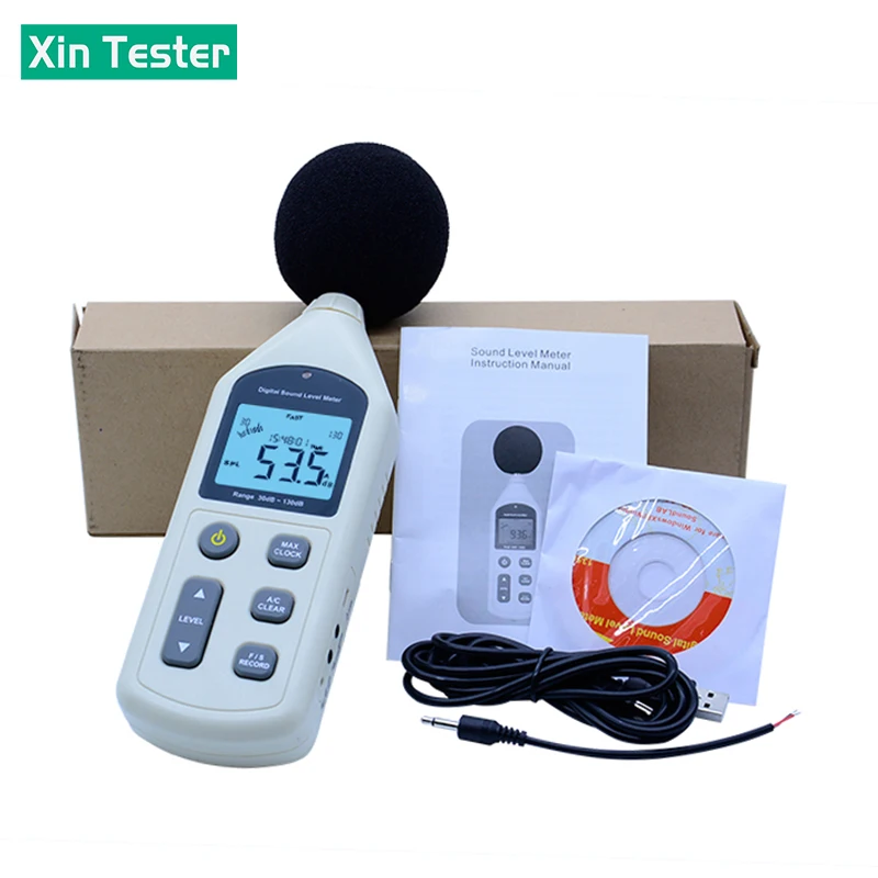 Xin Tester 30~130db Digital Sound Level Meters Logger Decibel Noise Tester Audio Detector Automotive Microphone GM1356
