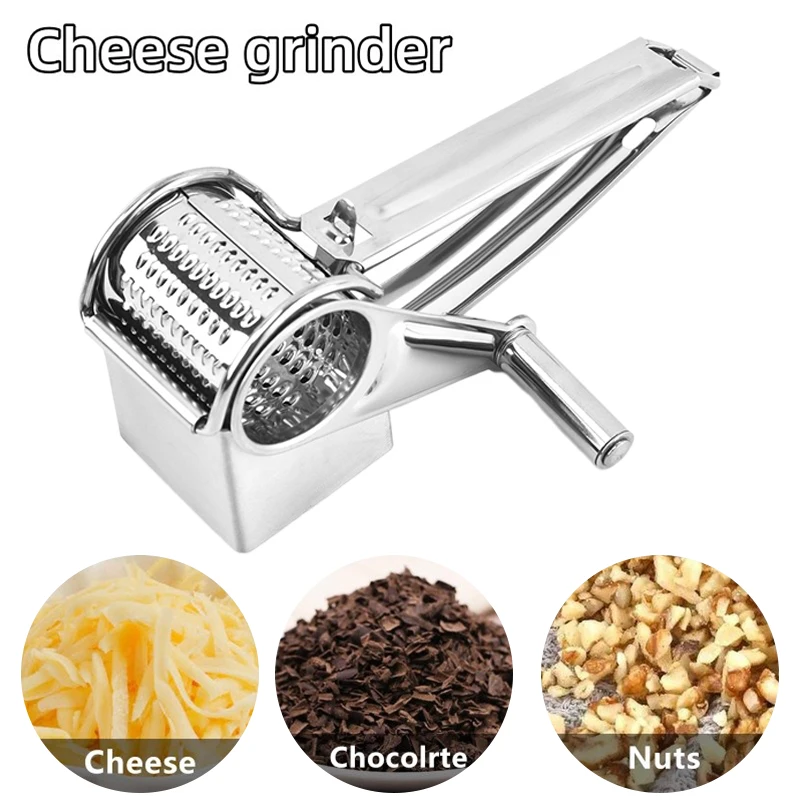 1Pcs Handheld Rotary Cheese Grater Cheese Hand Grater Kitchen Craft Stainless Cheese Vegetable Grater Shredder Outdoor Tableware