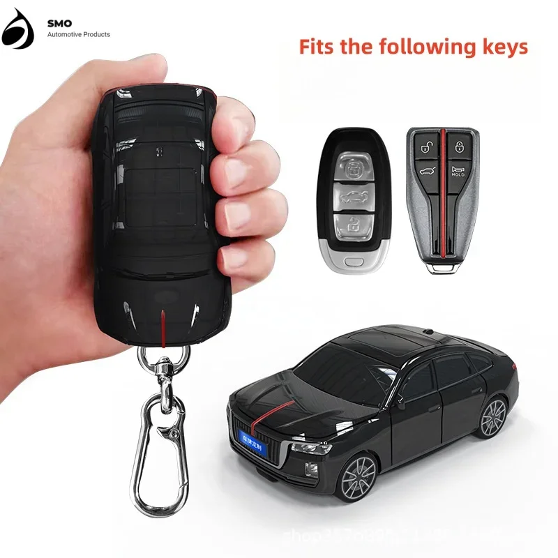 

For Red Flag H9 Key Cover With Light Car Keychain Car Model Key Protection Cover Auto Supplies Creative Personalized New