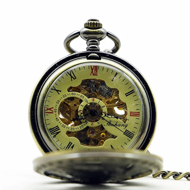 

Unique Eagle Mechanical Pocket Watch For Men Steampunk Antique Retro Bronze Necklace Pendant Hand Wind Casual Clock Watches