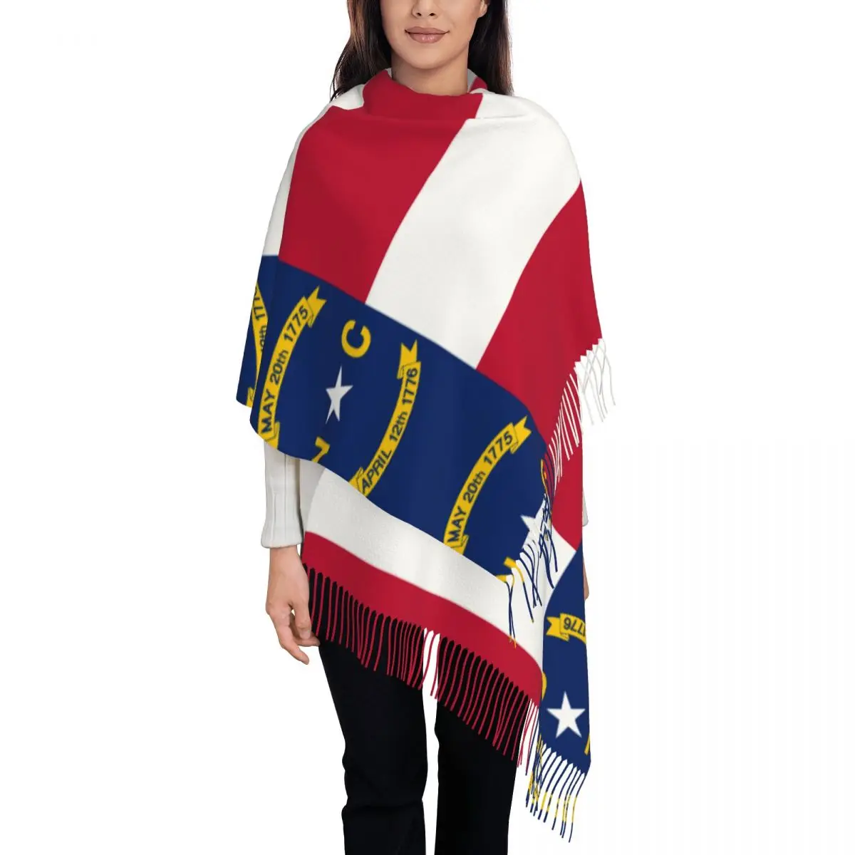 Flag Of North Carolina Women's Pashmina Shawl Wraps Fringe Scarf Long Large Scarf