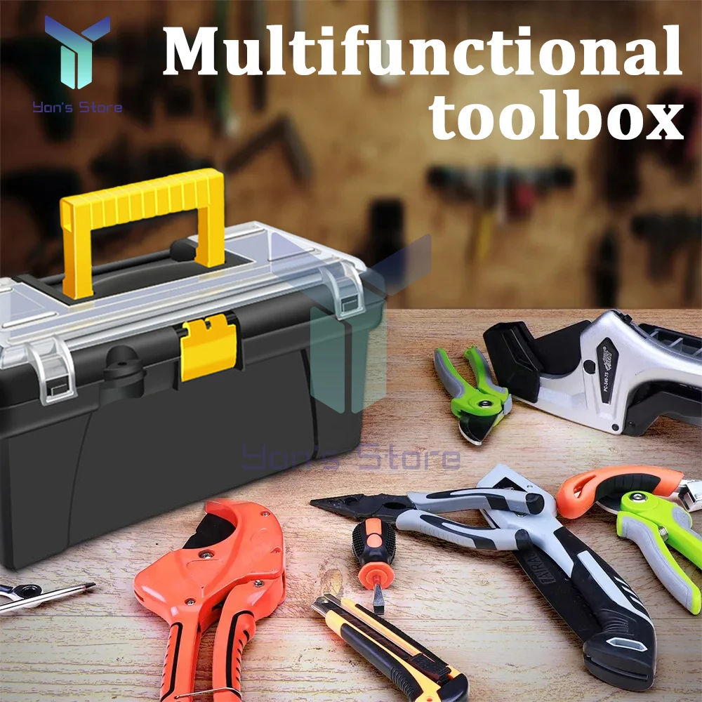 12 Inch Hardware Toolbox Plastic Thick Combination Multi Functional Suitcase Electrician Carpenter Electric Drill Storage Box