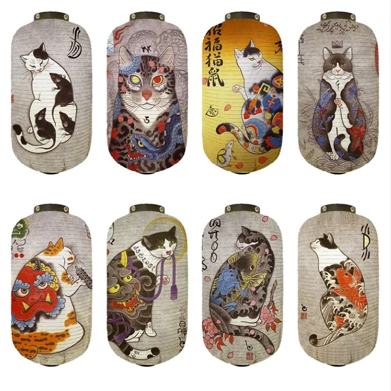 

Japanese Style Lantern Samurai Cat Hanging Lamp Cloth Samurai Cat Lantern Restaurant Pub Izakaya Sushi Shop Advertising Sign