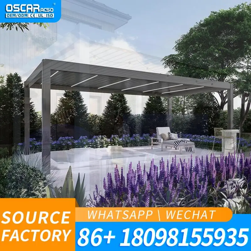 Adjustable Foldable Aluminum Canopy with Slatted Roof Weatherproof Contemporary Style for European Backyard Patio Balcony 2x3m p