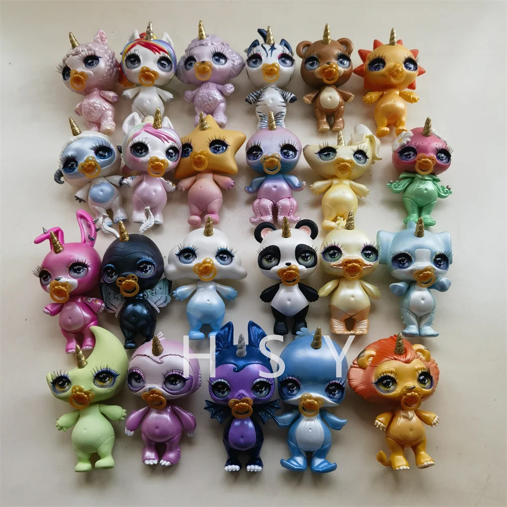 Muñeco de unicornio arcoíris Original de 11cm-13cm, muñeco de barro pequeño monstruo, juego de casa para niños, juego de juguetes para regalo