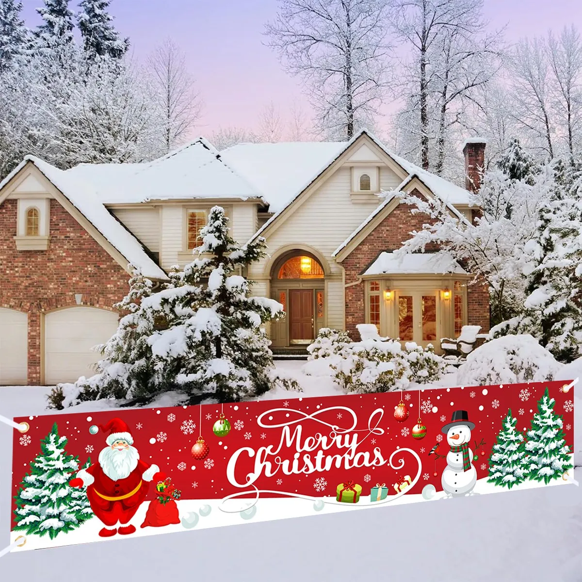 Red Merry Christmas Banner Christmas Decor for Home 2024 Indoor Outdoor Decor Xmas Flag Navidad Noel Natal Gifts New Year 2025