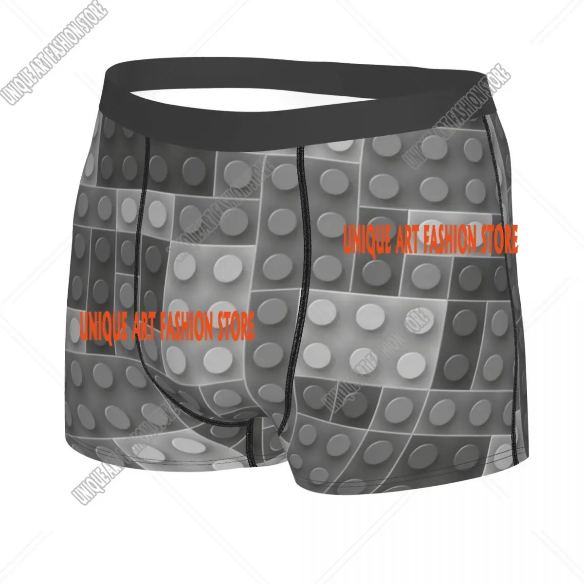 Custom Grey Plastic Toy Block Abstract Odern Pattern Boxer Shorts For Men 3D Printed Underwear Panties Briefs Soft Underpants