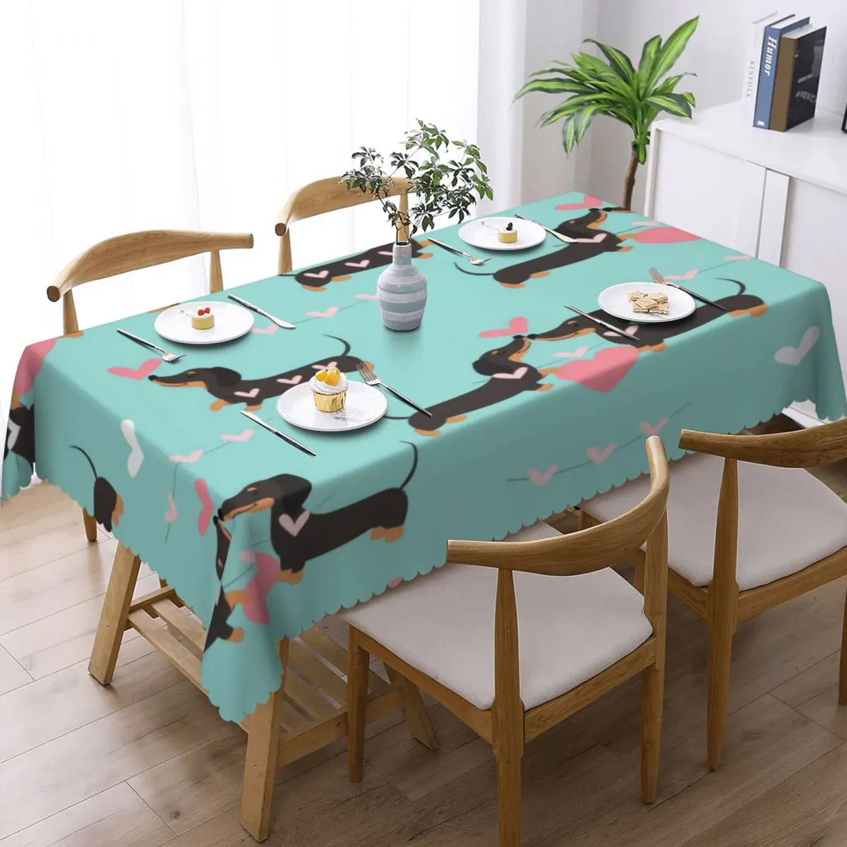 Customized Rectangular Fitted Sausage Dog Table Cloth Waterproof Tablecloth Outdoor 40