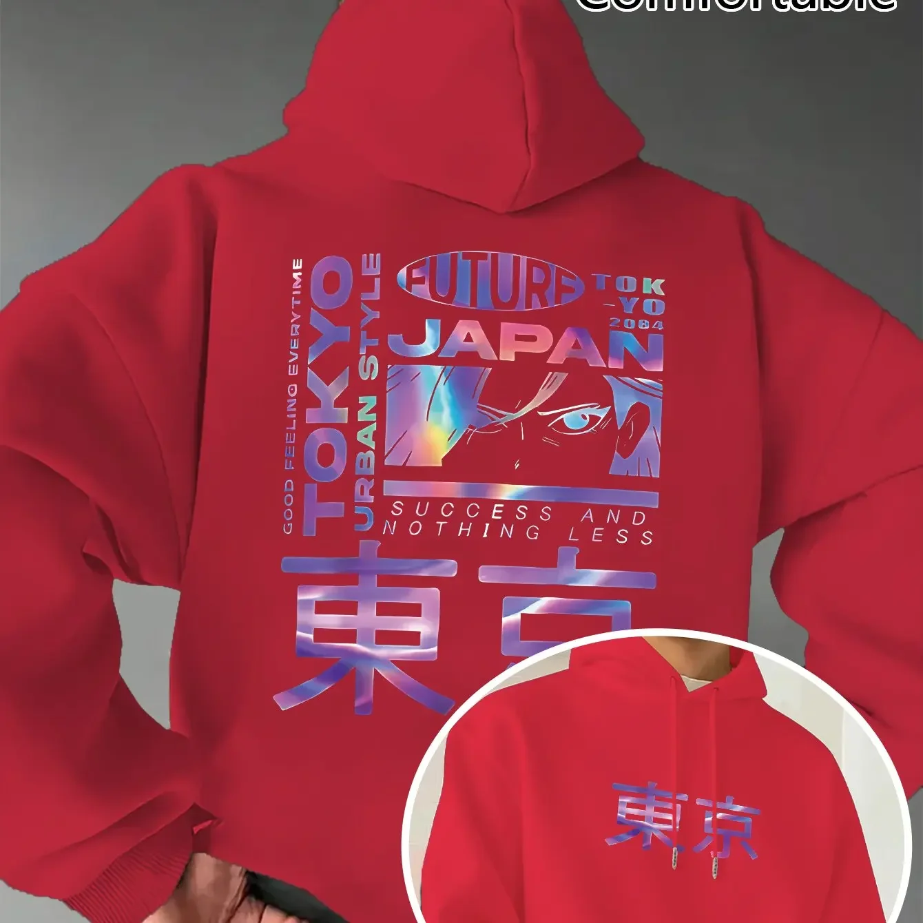 Sudadera Casual para Hombre con Diseño de Personajes Nocturnos de Japón, la Capital del Anime Corte holgado - Hecho a máquina - Lavable a máquina - Adecuado