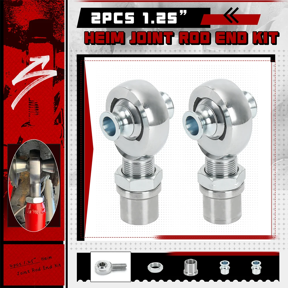 2 قطعة 1.25 ''هيم المشتركة قضيب نهاية عدة اليد اليسرى واليمنى الموضوع 1 1/4'' المفاصل المعالجة الحرارية كرومولي مع محول أنبوب دائري #2