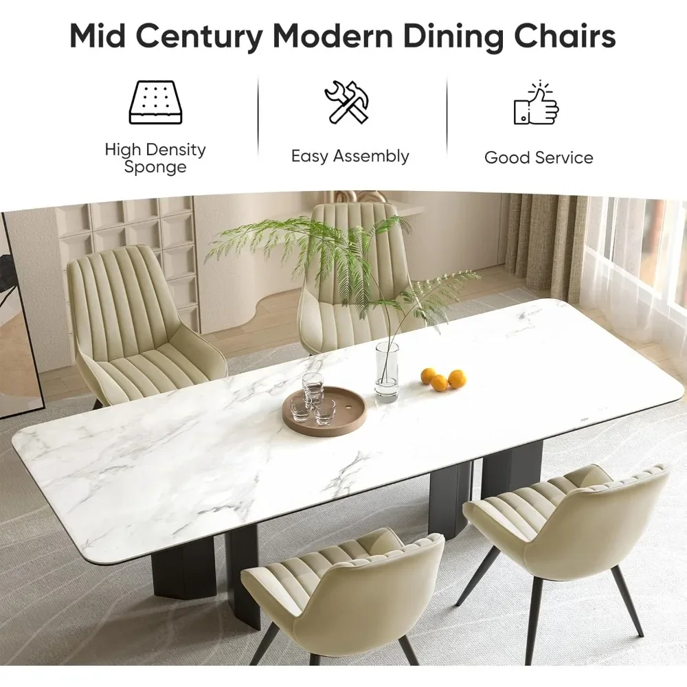 

Modern Dining Chairs Set of 2, Comfy Dining Room Chairs with Thick Cushions, Upholstered Fabric Kitchen Side Chairs with Metal
