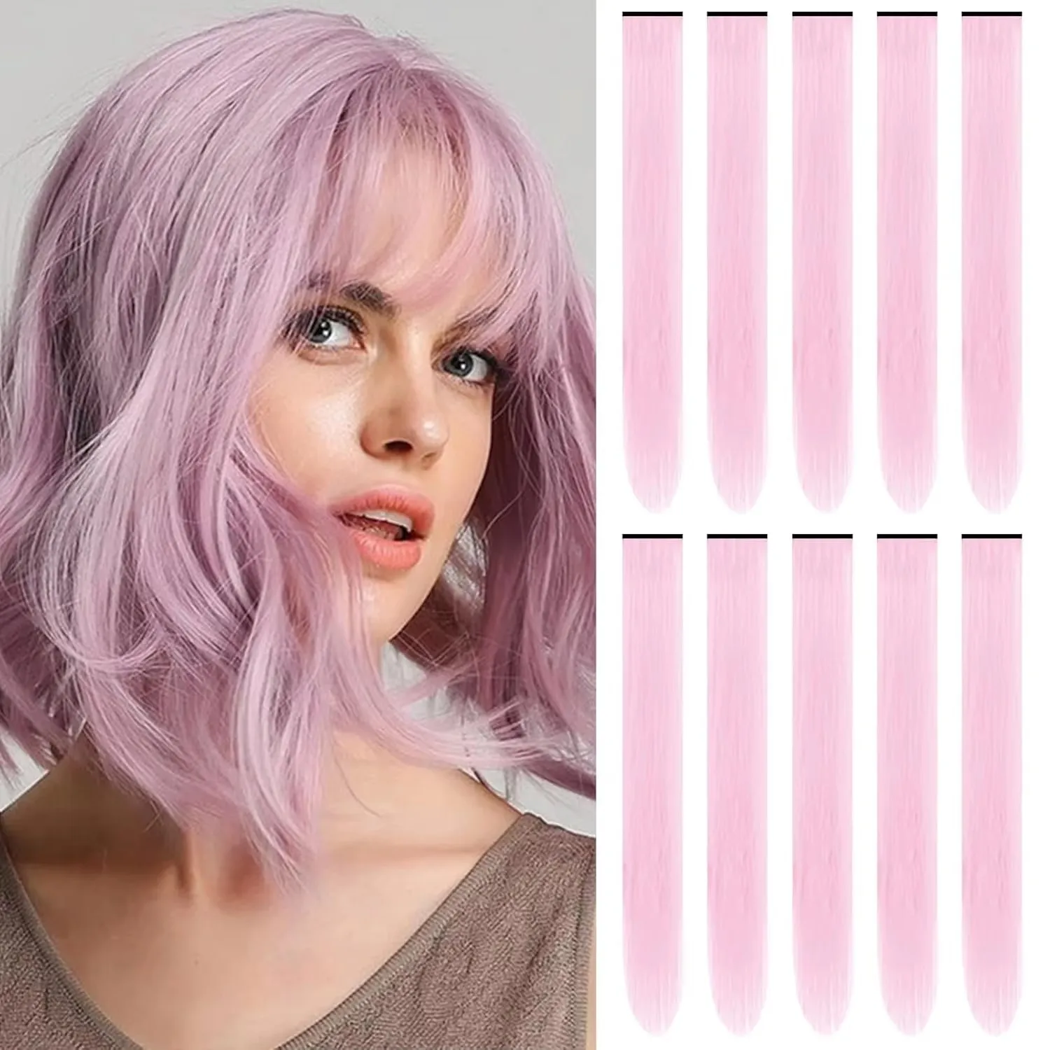 10pc Colored Hair Extensions Clip in Set