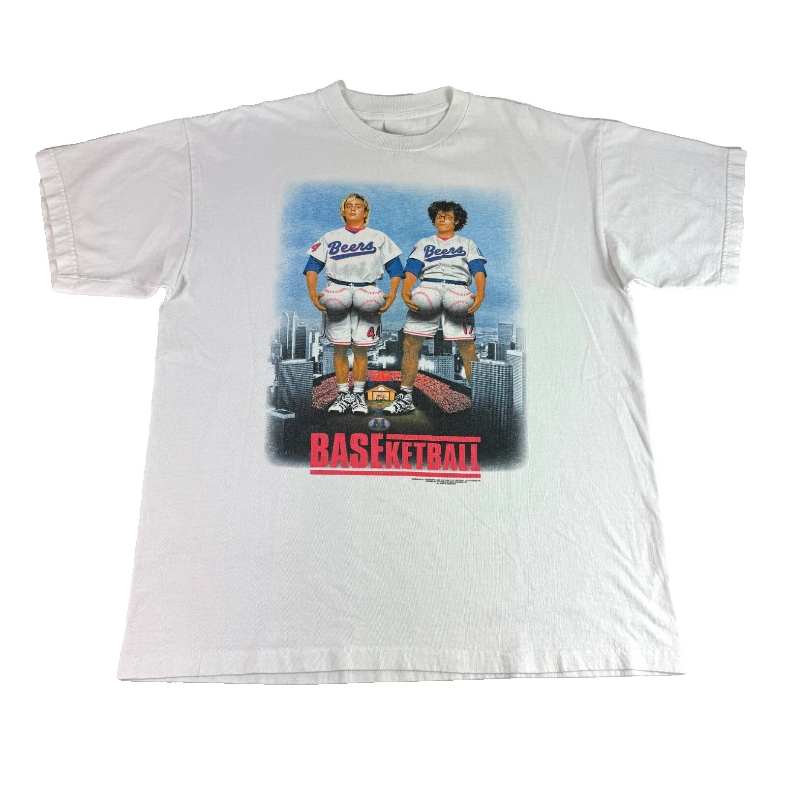 

Vintage 90s BASEketBall Tee 1998 Movie Promo Trey Parker Matt Stone American T-shirt Men Street Short-sleeved Women Cotton Top