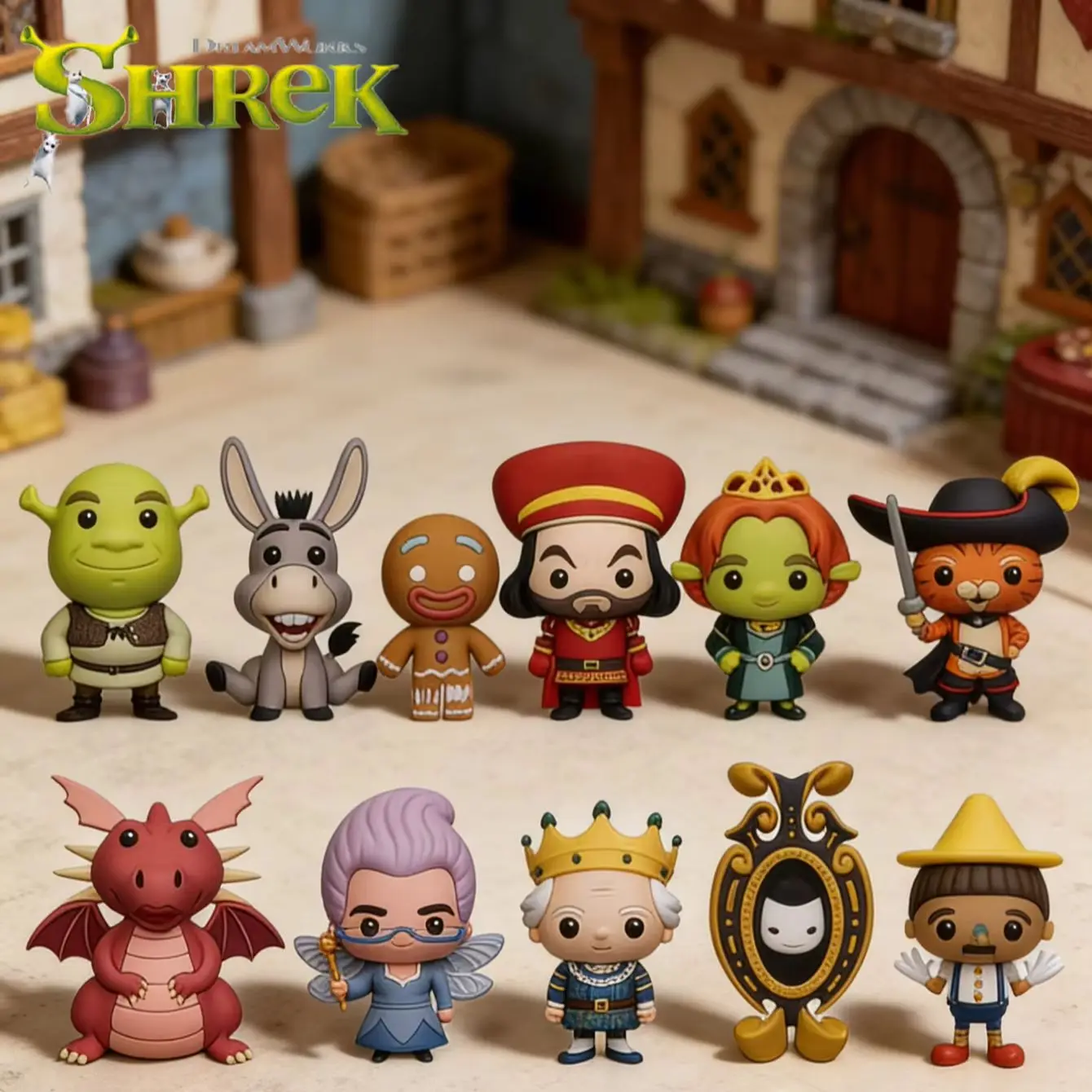 1 pièce Porte-clés universel Shrek 3D en mousse, sous licence officielle, boîte mystère en vrac, modèle aléatoire, cadeaux d'anniversaire et de Noël