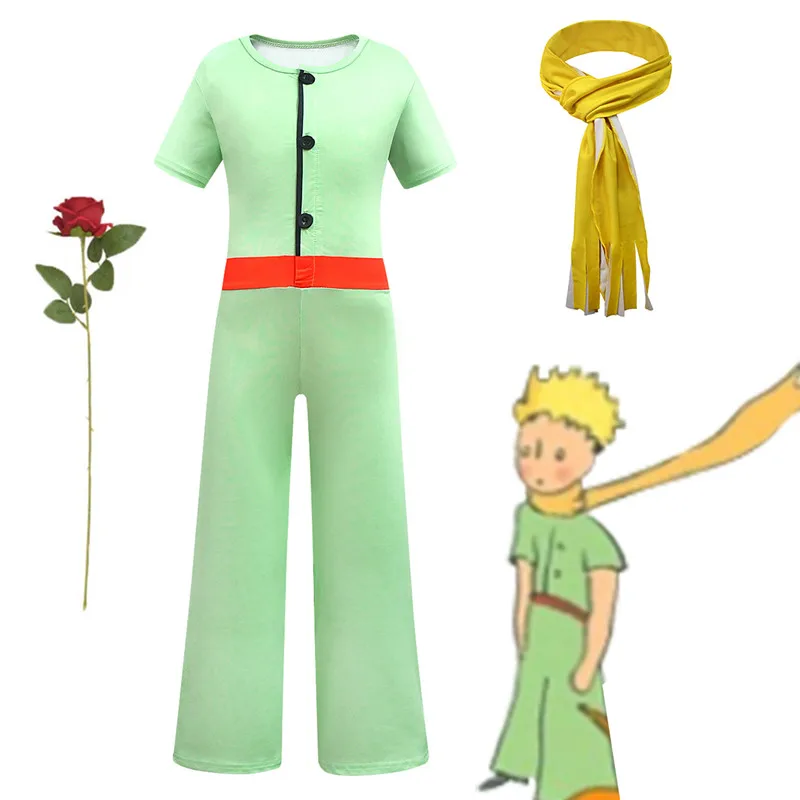 Movie Le Petit Prince Cosplay Costume Boys Child Character Green Uniform Suit Kids Halloween Carnival Stage Performance Outfits