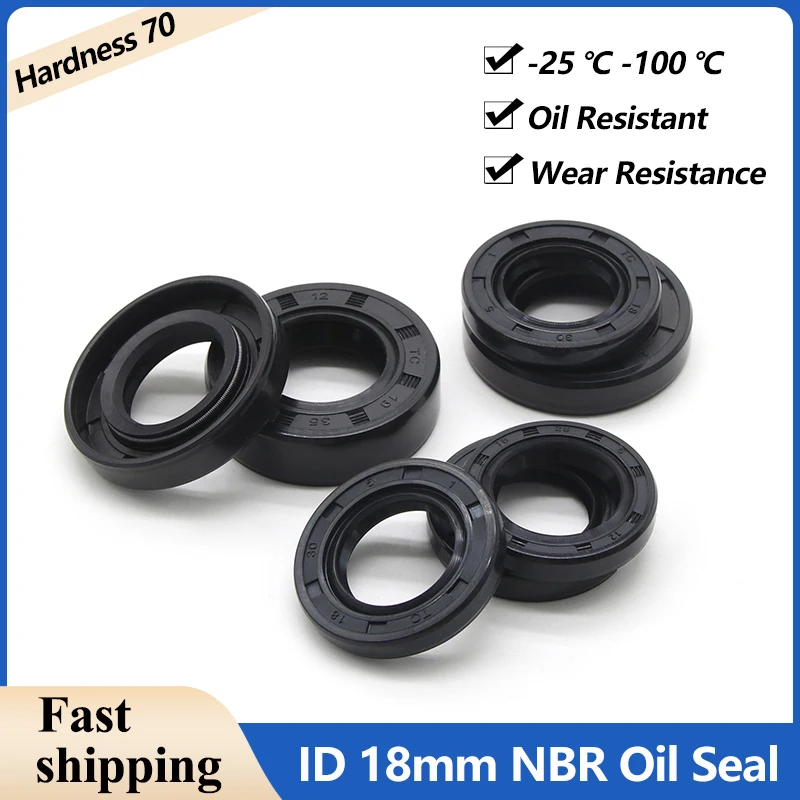 2/5pcs ID18mm  NBR Oil Seals TC-18*24/25/26/27/28/30/32/35/40/42/45/47*5/6/7/8/10mm Nitrile Rubber Shaft Double Lip Oil Gasket