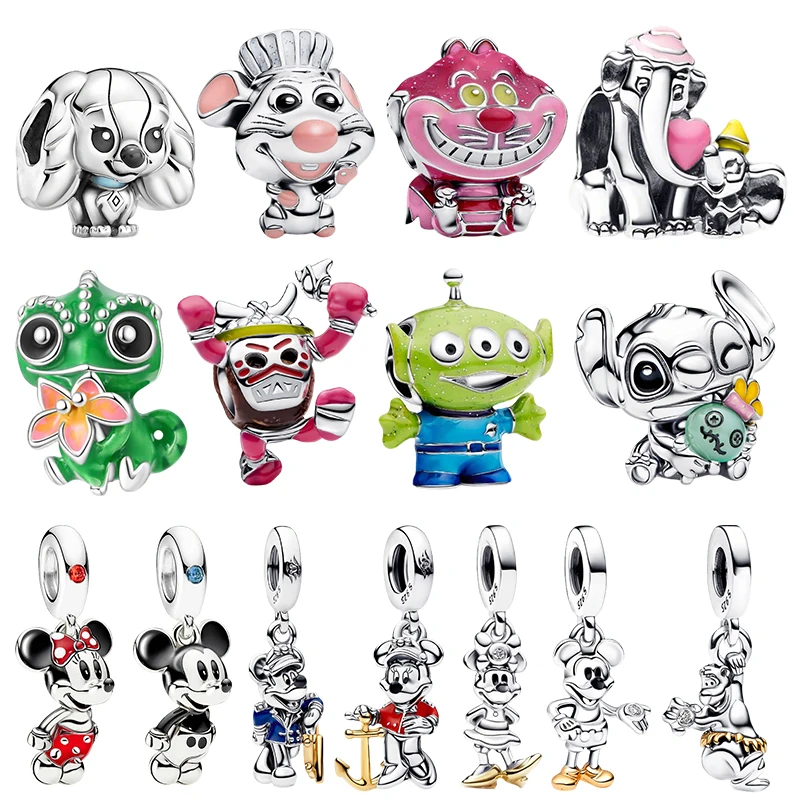 Potdemiel S925 silver Disney Mickey Minnie pendant bead suitable Fit women's DIY bracelet making and a Valentine's Day gift