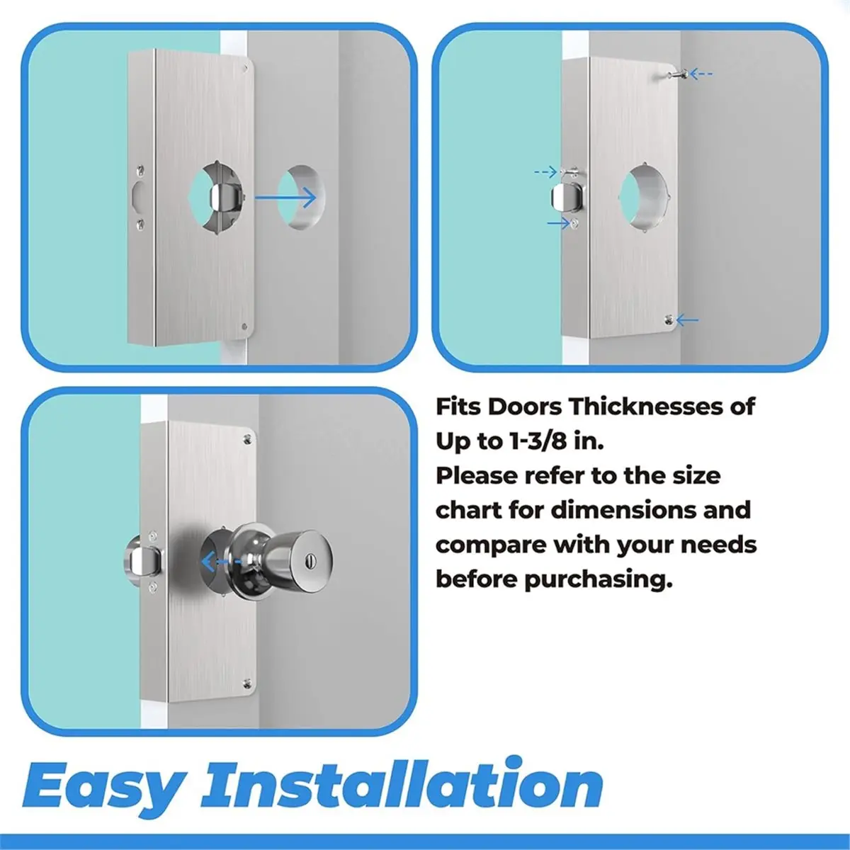 

Усиленная пластина замка и двери из нержавеющей стали для дверей толщиной 1-3/8 дюйма, отделка из нержавеющей стали для усиления