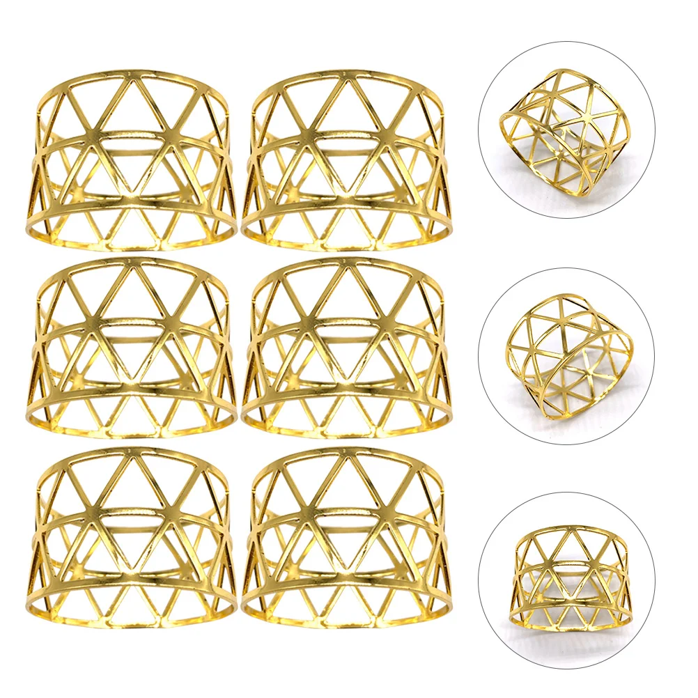 6 قطعة حلقة منديل مجوفة مشبك منديل معدني لتناول العشاء ديكور للطاولات لوازم الحفلات مأدبة الزفاف جمع الديكور #6