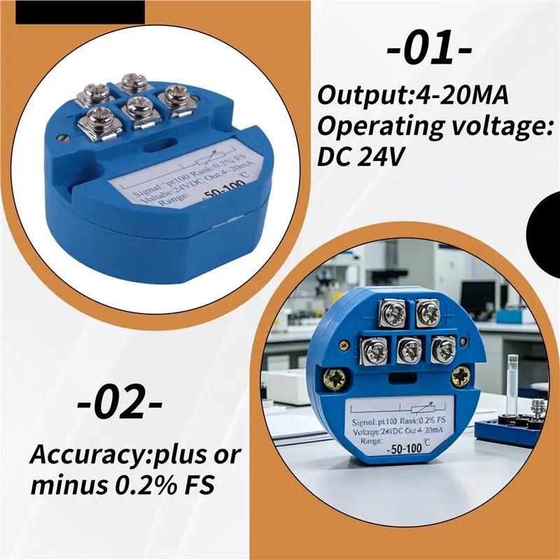 A33R-RTD PT100 Temperature Transmitter Module Thermal Resistance -50-100°C DC24V Output 4-20MA Easy Install Easy To Use