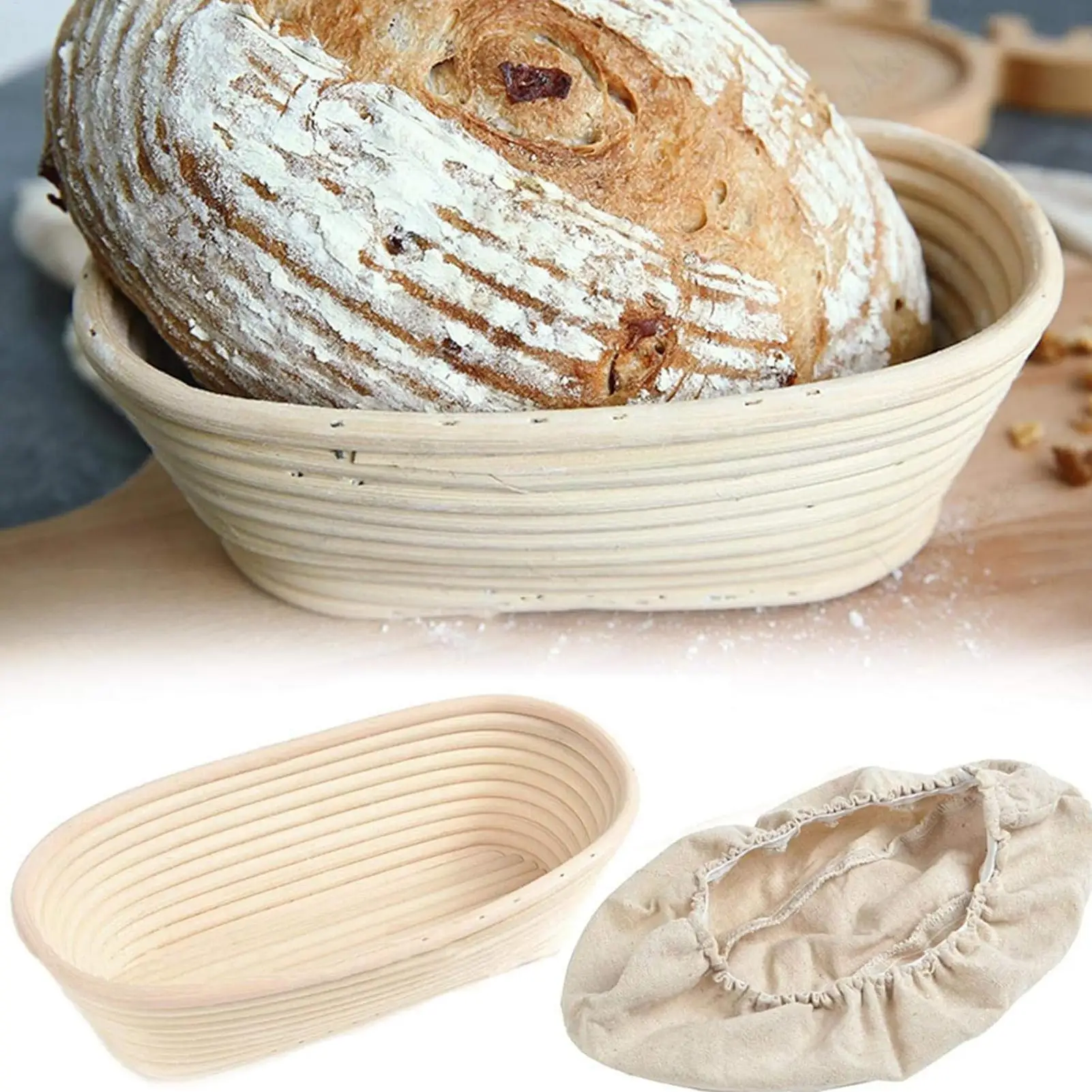 Cesta de fermentación de pan de ratán, para levantar masa y fermentar pan, juego de herramientas de repostería DIY, bannetones para masa madre, cesta de pan tejida