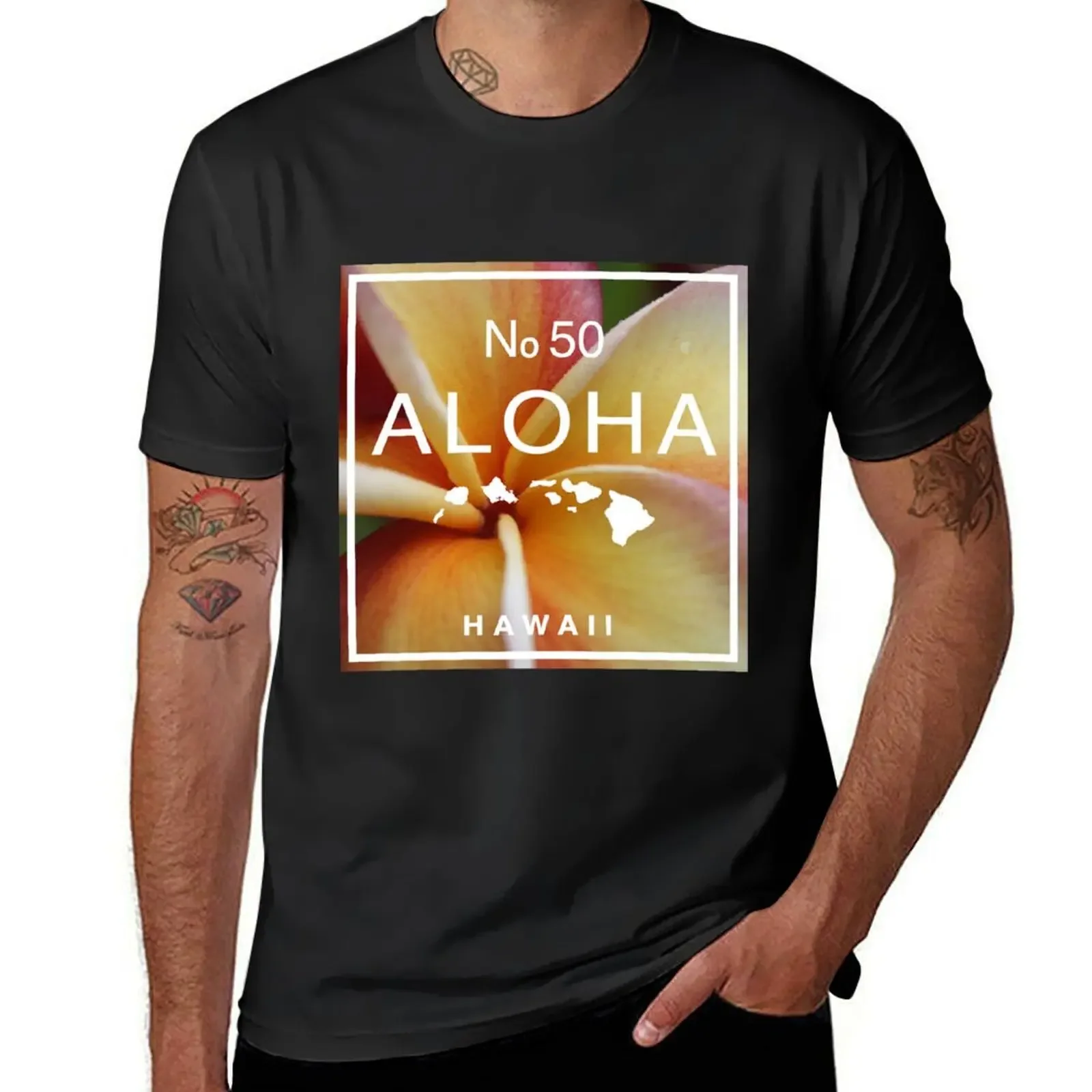

Aloha Hawaii No 50 Red Yellow Plumeria T-Shirt graphic tee shirt graphic t shirts mens graphic t-shirts anime