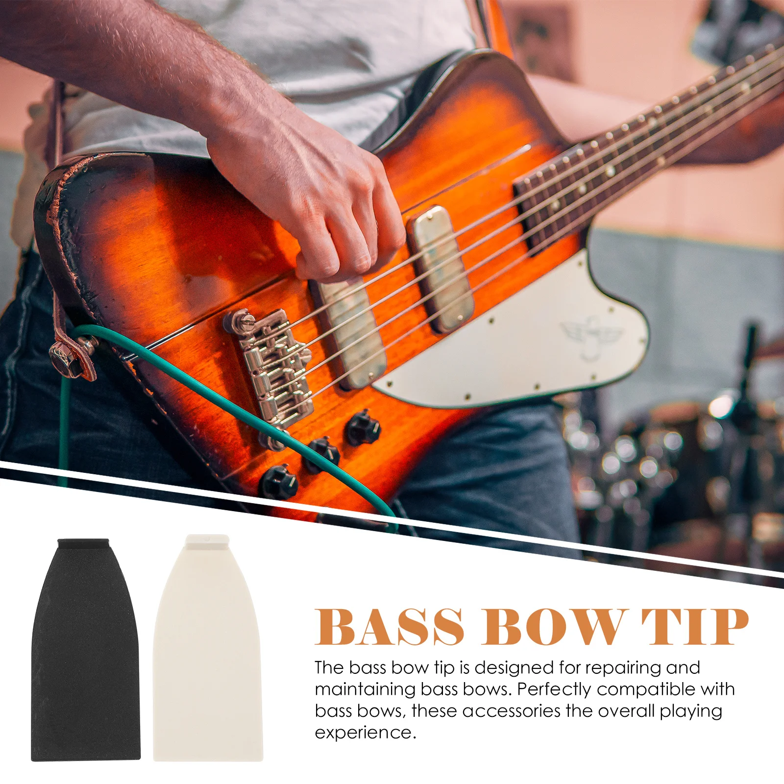 

6Pcs Bass Bow Tips Plastic Replacement Parts Quick Repair Kit Bass Bow Accessories Horsetail Protector Pads Violinist Gift