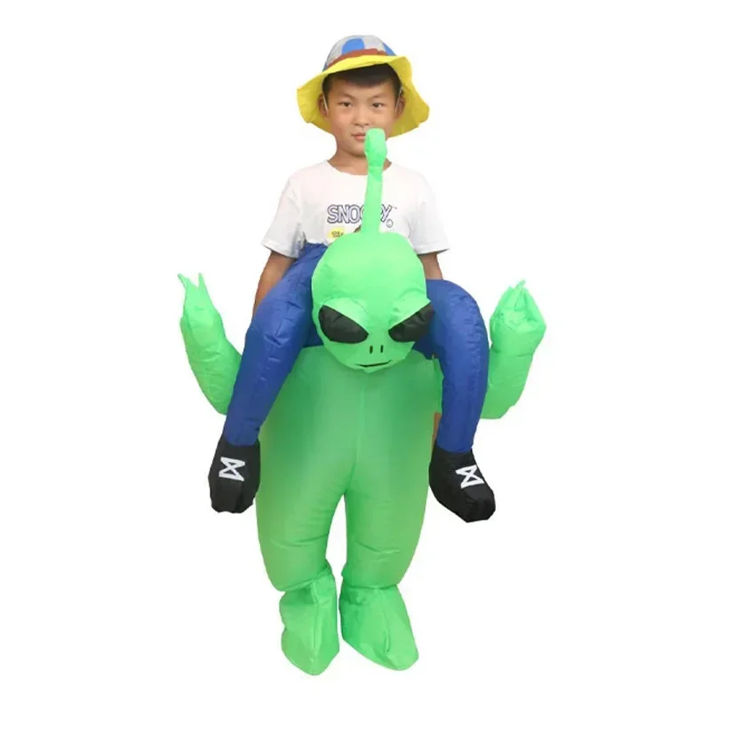 Funny Inflatable Riding Alien Costume Adult Children Role Play Inflatable Costume Halloween Carnival Party Fun Parent-child Game